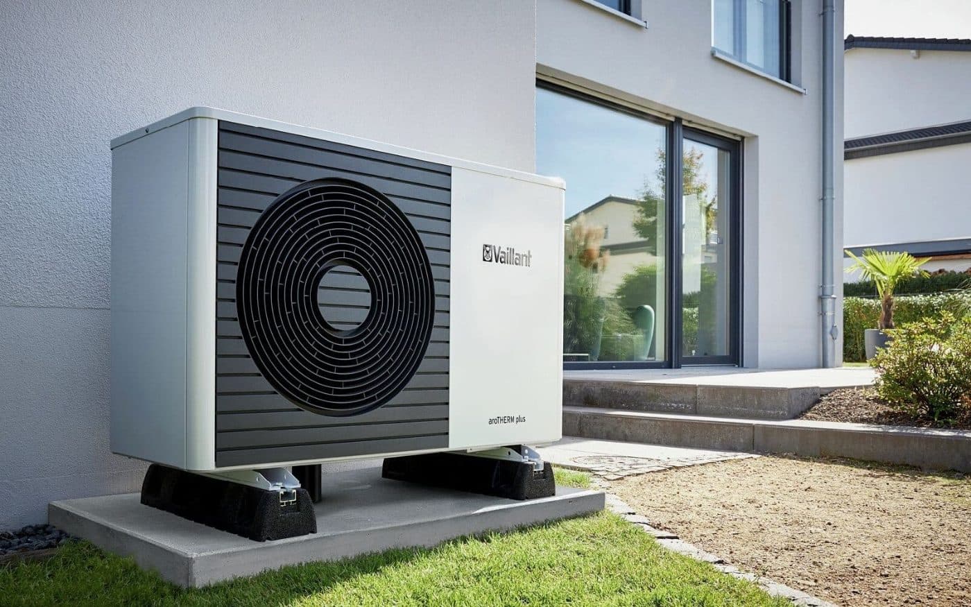 An air source heat pump outside a home